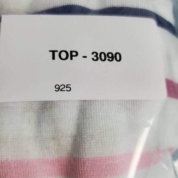 REB in J Women’s Striped Short Sleeve Pocket Tee Medium Made in USA - Picture 7 of 7